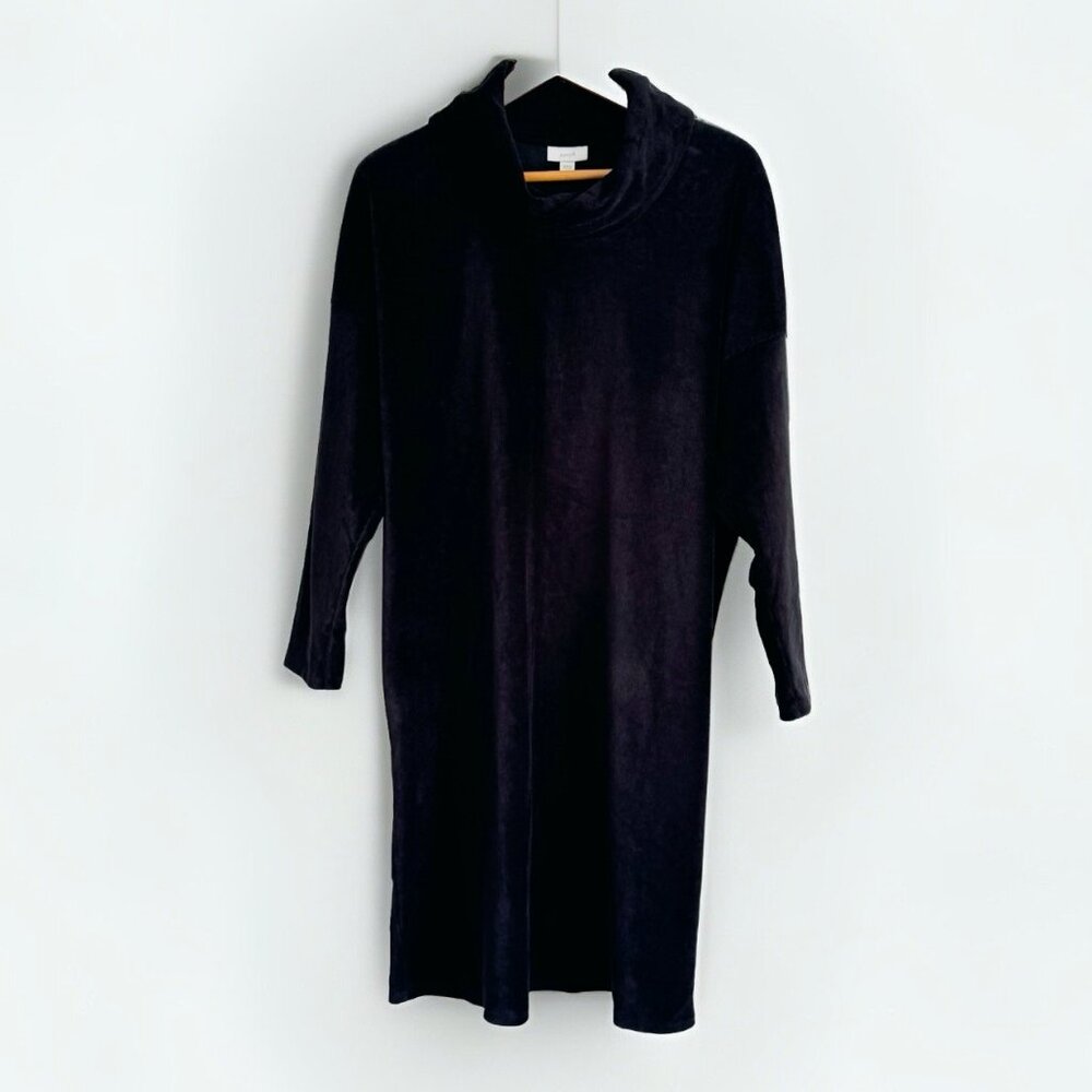 J. Jill Pure Jill Black Velvet Corduroy Dress Women 2X Minimalist Holiday Winter
